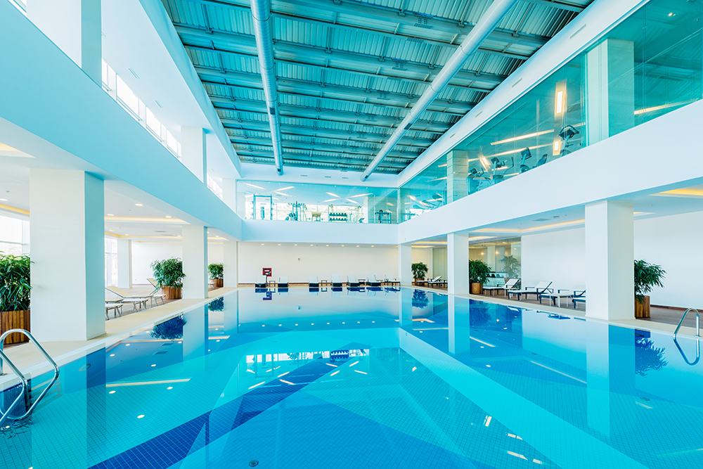 Take a relaxing dip in Morrison Hotel’s glass-enclosed swimming pool, the perfect antidote to a busy day in the city